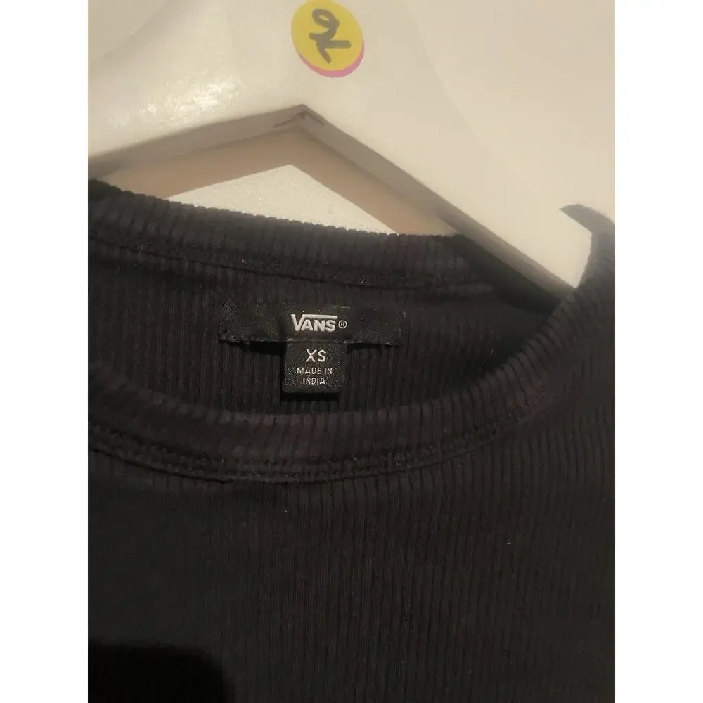 Vans Women's Black Ribbed Fitted Crop Top‎ XS - Picture 4 of 5